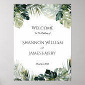 Tropische bruiloft welkomstbord - Botanisch thema Poster (Voorkant)