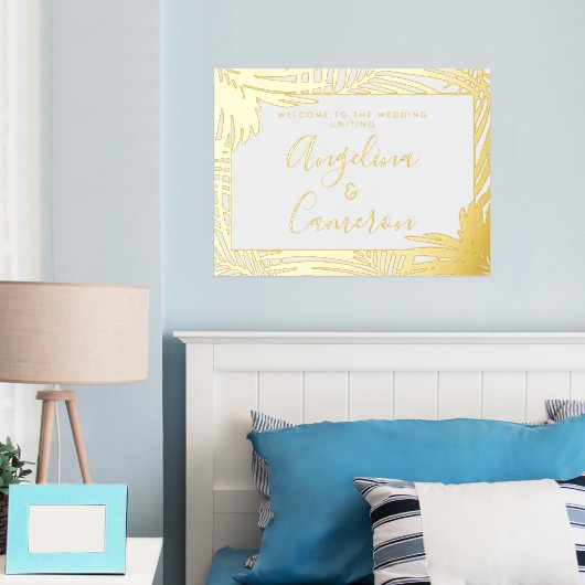 Tropische bruiloft Welkomstbord Gouden Palm Folie Afdrukken (Insitu (Slaapkamer))