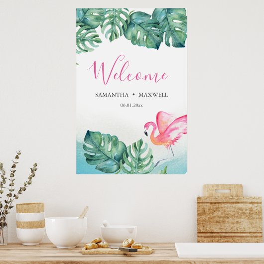 Tropische bruiloft Welkomstbord Poster (Keuken)