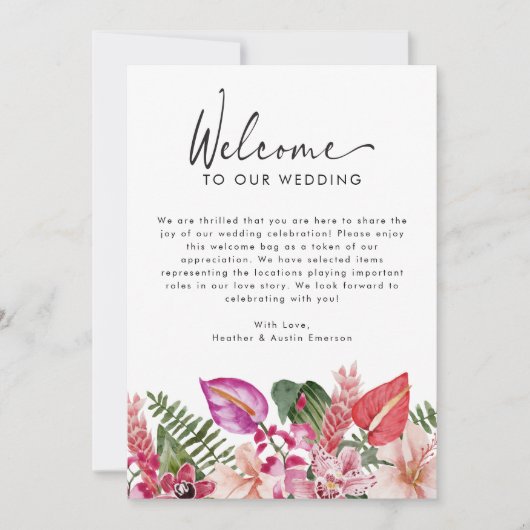 Tropische bruiloft welkomstbrief (Voorkant)