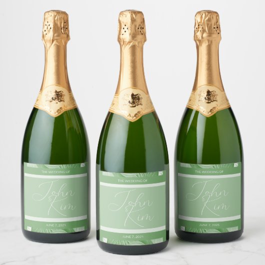 Tropische bruiloft wijn label set sparkling wijnetiket (Flessen)
