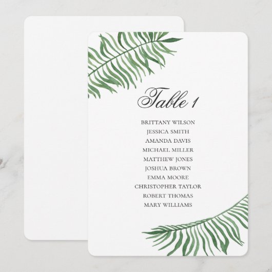 Tropische bruiloft zitgrafiek Zomer groene bladere Kaart (Voorkant / Achterkant)