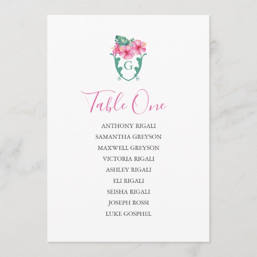 Tropische bruiloft zittafel plan kaart (Voorkant)