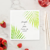 Tropische bruiloften Glittery Green Palm Tree Leaf Servet (Insitu)