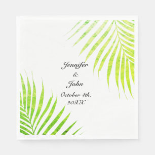 Tropische bruiloften Glittery Green Palm Tree Leaf Servet