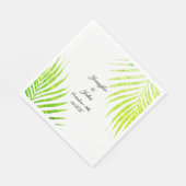 Tropische bruiloften Glittery Green Palm Tree Leaf Servet (Hoek)