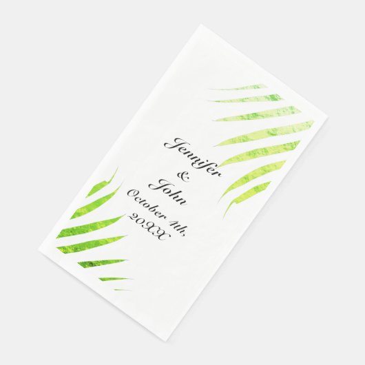 Tropische bruiloften Glittery Green Palm Tree Leaf Servet (Hoek)