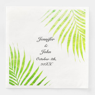 Tropische bruiloften Glittery Green Palm Tree Leaf Servet