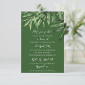 Tropische bruiloftsbruiloft salie groen goud elega kaart (Staand voorkant)