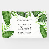 Tropische Bruiloftsdouche Waterverf Script Jungle Spandoek (Horizontaal)