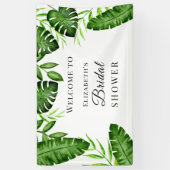Tropische Bruiloftsdouche Waterverf Script Jungle Spandoek (Verticaal)