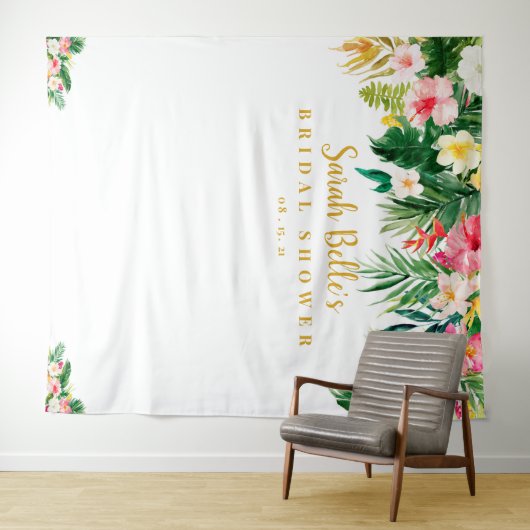 Tropische Bruiloftsfeest Achtergrond, Photobooth P Wandkleed (In Situ (horizontaal))