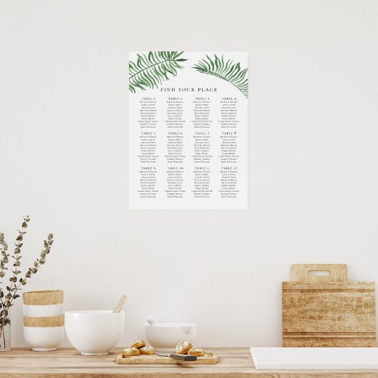 Tropische bruiloftszetkaartafdrukken. Exotisch gro Poster (Keuken)