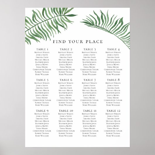 Tropische bruiloftszetkaartafdrukken. Exotisch gro Poster (Voorkant)