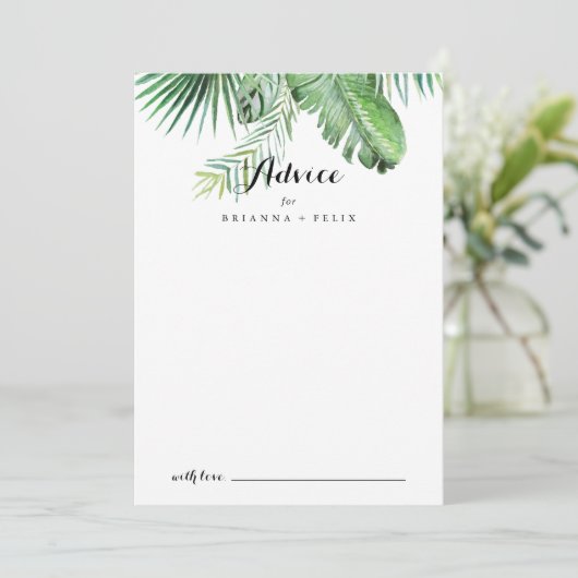 Tropische bruinkoolkalligrafie op bestemming advieskaart (Staand voorkant)