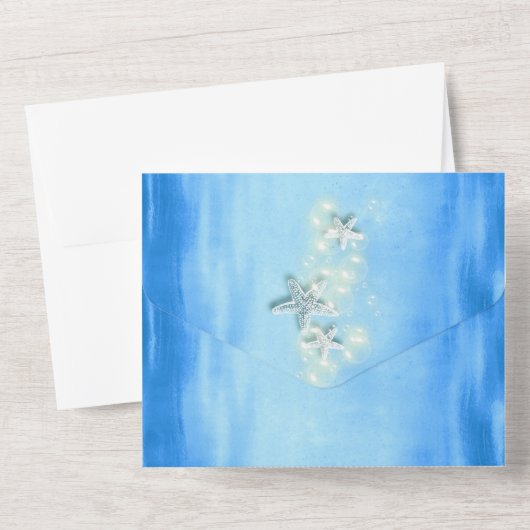 Tropische bruinoceanische bruilotbestemming all in one uitnodiging (Achterkant)