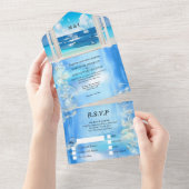 Tropische bruinoceanische bruilotbestemming all in one uitnodiging (Afscheurbaar)