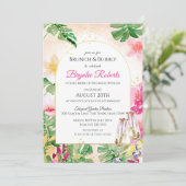 Tropische brunch en bubbelig Vrijgezellenfeest Kaart (Staand voorkant)