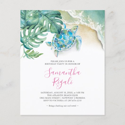 Tropische Budget Sweet 16 Verjaardagsfeestuitnodig Flyer (Voorkant)