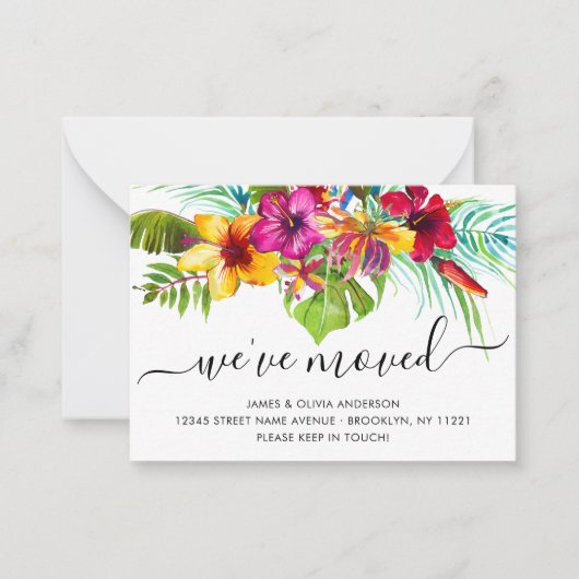 Tropische budgetbladeren We hebben nieuwe thuisbew Notitiekaartje (Voorkant)