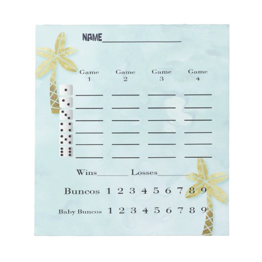 Tropische bunco Score Pad Notitieblok (Voorkant)