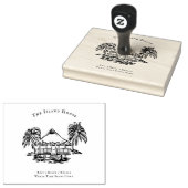 Tropische Bungalow Kustmerk Rubber Stempel (Gestempeld)