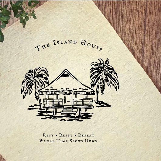 Tropische Bungalow Kustmerk Rubber Stempel