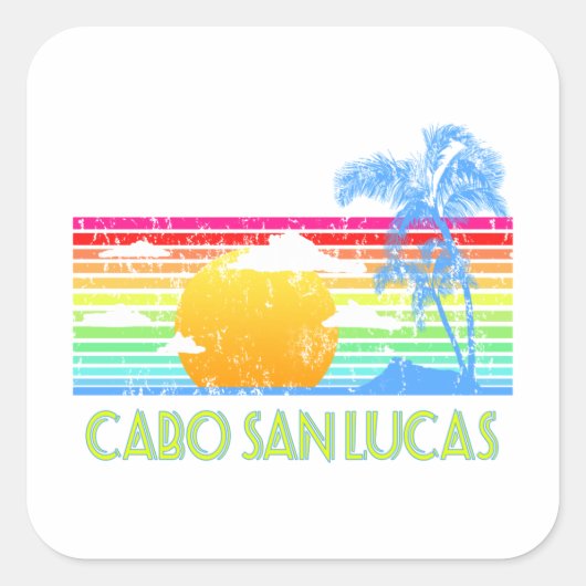 Tropische Cabo San Lucas Vierkante Sticker (Voorkant)
