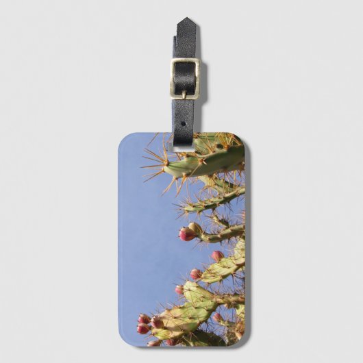 Tropische Cactus Biologische Blauwe Skies Bagagelabel (Voorkant (verticaal))