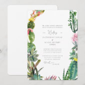 Tropische cactus bruid ouders afgerond kaart (Voorkant / Achterkant)
