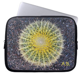 Tropische cactus grindgeel, Initialen Laptop Sleeve