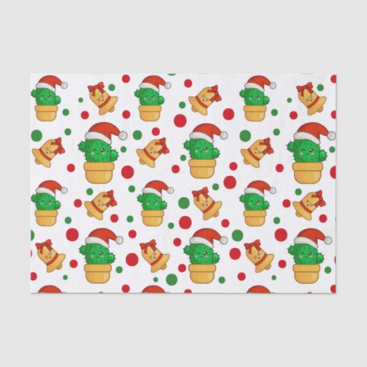 Tropische Cactus Kerstmis Tissuepapier (Voorkant)