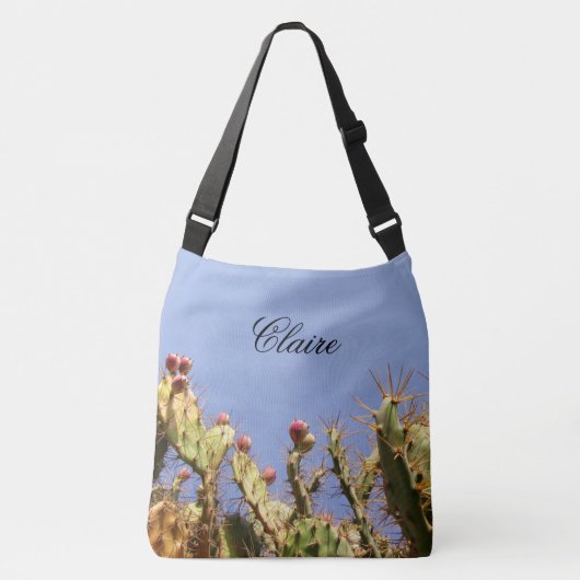 Tropische Cactus tegen Blauwe Skies elke tekst Crossbody Tas (Voorkant)