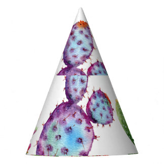 Tropische Cactus: Waterverf Naadloos Patroon Feesthoedjes