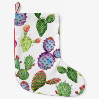 Tropische Cactus: Waterverf Naadloos Patroon Kleine Kerstsok