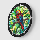 Tropische caleidoscoop" - Glas in lood Parrot Grote Klok (Hoek)