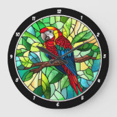 Tropische caleidoscoop" - Glas in lood Parrot Grote Klok (Voorkant)