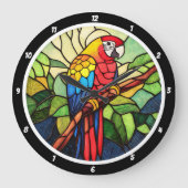 Tropische caleidoscoop" - Glas in lood Parrot Grote Klok (Voorkant)