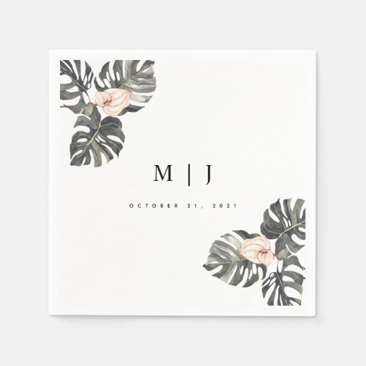 Tropische Calla Lily Minimalist Wedding Cocktail Servet (Voorkant)