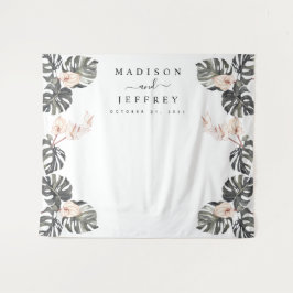 Tropische Calla Lily Trouwfoto Achtergrond Wandkleed