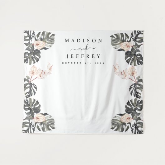 Tropische Calla Lily Trouwfoto Achtergrond Wandkleed (Voorkant (horizontaal))