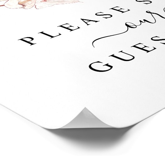 Tropische Calla Lily Wedding Guest Book Sign Poster (Hoek)