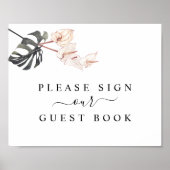 Tropische Calla Lily Wedding Guest Book Sign Poster (Voorkant)