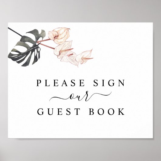 Tropische Calla Lily Wedding Guest Book Sign Poster (Voorkant)