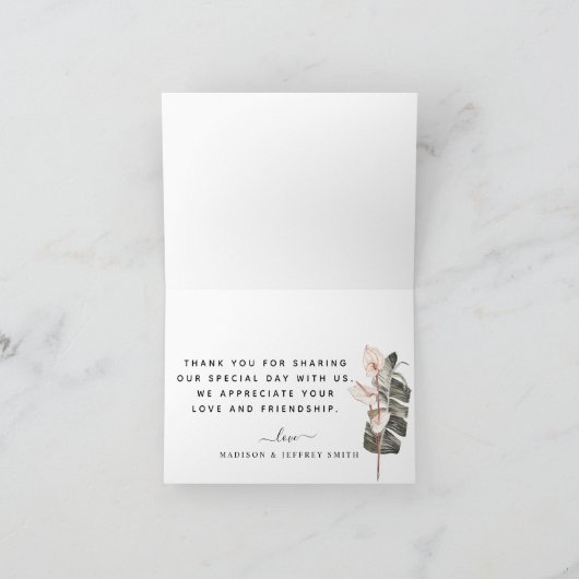 Tropische Calla Lily Wedding Hartelijk dank Aankondiging (Binnen)