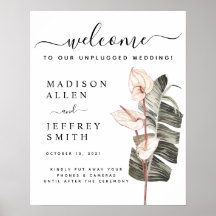 Tropische Calla Lily Wedding Unplugged Welcome Sig