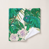 Tropische camellias en kameleons bad handdoek (Wasdoekje)