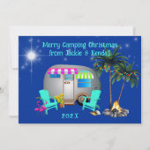 Tropische Camping Kerst Zilveren Trailer Kaarten (Voorkant)