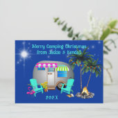 Tropische Camping Kerst Zilveren Trailer Kaarten (Staand voorkant)