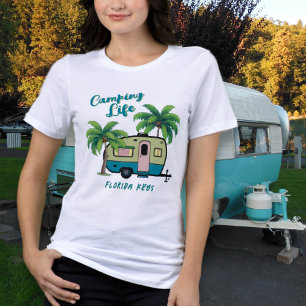 Tropische Camping Retro Palmbomen Tri-Blend Shirt